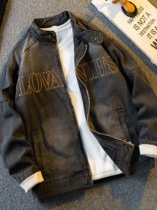 Retro Phong Cách Mỹ Cleanfit Ngắn Cổ Áo Nam Denim Áo Khoác Mùa Thu Mùa Đông Thời Trang Sành Điệu Thoải Mái Dày Dặn Áo Khoác Jean Dành Cho Thanh Niên