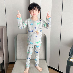 Kids Pure Cotton Long John Intimates Suit Spring & Fall Boys Lycra Cotton Home Wear Girl Stretch Bottoming Shirt Pajamas