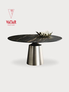 VATAR | Round High-end Italian Simple Stone Steel Dining Table