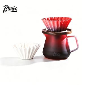 BINCOO Coffee Filter Cup Coffee Dripper Set Glass Coffee Server Hand Brew Coffee Set 500ML