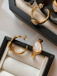 CAFFTI | Natural White Mother-of-Pearl Teardrop Beautiful Earrings