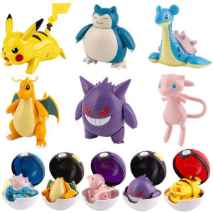 Takara Tomy | Pokemon Figure Pokeball Transform Pikachu Charizard Venusaur Blastoise Mewtwo Gyarados Solgaleo Lunala Eevee Poke Ball Toy Gifts