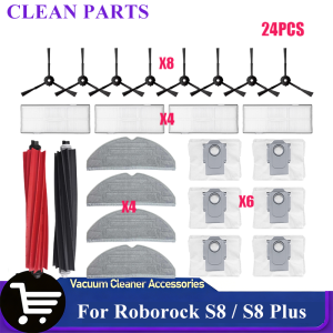 Replacement For (Roborock S8 / S8 Plus) Spare Parts Roller Main Side Brush Hepa Filter Mop Cloth Dust Bag Vacuum Accessories