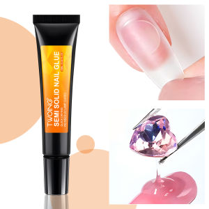 TWOING Quick-Dry Semi-Solid Nail Glue Strong Adhesive for Press-On Nails False Tips & Rhinestones Waterproof No UV Lamp