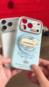 Ốp Lưng In Hình Skate Pup Chó Trượt Ván Kèm Popsocket Cho Điện Thoại iPhone 17 Pro Max 16 15 14 Njoy