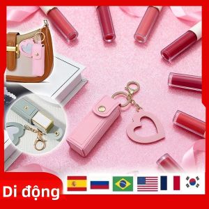 Túi Đựng Son Môi Bằng Da Thật Di Động Có Móc Khóa Gương - Túi Đựng Đồ Trang Điểm Hộp Đựng Mỹ Phẩm Đựng Son Dưỡng Môi Và Các Dụng Cụ Trang Điểm Khác