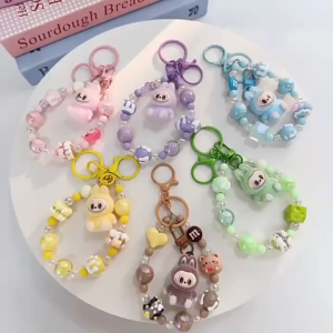 Cartoon Serie Colorful Phone Lanyard Wrist Strap Women Chain Short Tali Hiasan Phone Case Lanyard Key Pendant