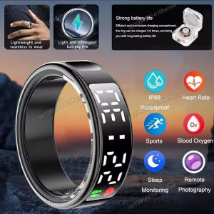 Smart Ring Men Women LED Display Screen Heart Rate Blood Oxygen Monitor Multi Sports Modes IP68 & 5ATM Waterproof Smartring 2025