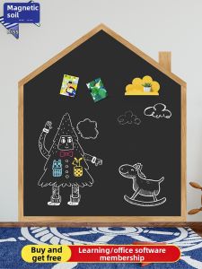 CIBOSHI | Wood Frame House Shape Creative Non-Dust Customizable Magnetic Blackboard Wall Sticker