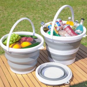 1pcs Folding Water Bucket Collapsible Portable Pail Durable Handheld Tub for Outdoor Fishing Car Cleaning & Daily Storage