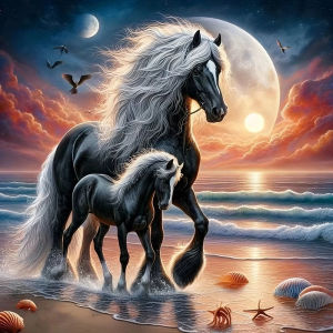 Oil Painting By Numbers Fantasy Sunset Beach Steed DIY Number Drawing Canvas Pictures By Numbers Home Decor Large Size