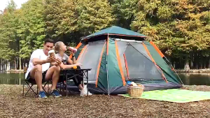 "SG SELLER" Outdoor Tent 6-8 Persons Camping Tent Family Tent Automatic Double-Layer Pop up Camping Tent foldable instant Tent Portable with Carry bag and moisture-proof pad