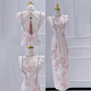 Pink Improved Cheongsam Toast Dress Chinese Bride Classy Niche Style Engagement Young Adult Young Family Visiting Shoes Dress
