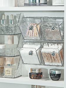 Bathroom Mirror Cabinet Organizer Box Transparent Cotton Swab Holder Lipstick Storage Rack Towel And Cosmetic Cotton Arrange Box
