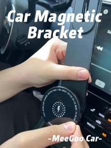 MeeGoo Car Phone Holder 15W Magsafe Magnetic Wireless Charging 360º Rotation Car Mount Cellphone Holder Black Car Navigation Bracket COD