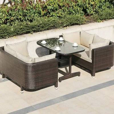 Outdoor Sofa Bistro Set Villa Garden Sales Office Wicker Chair Tea Table Storage Wicker Sofa Simple Modern Style PE Woven Surface