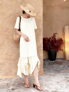 XIYUQI | Pear Shaped Body Dress Simple Style White Patchwork Summer Slimming Maxi Dress