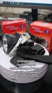 Senter Kepala LED Charger USB Headlamp Super Terang SNI