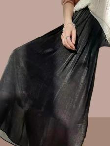 Elegant High Waist Ice Silk Half Skirt Womens Fashionable A-Line Summer New Arrival Fairy Tale Forest System Skirt