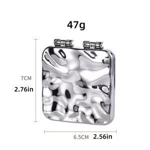 Foldable Plating Makeup Mirror Mini Square Makeup Vanity Mirror Hand Mirrors Double-sided Compact Mirror Pocket Cosmetic Mirror