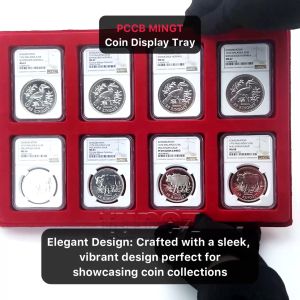 PCCB 8 Grids Blue/Red PET Plant Velvet Coin Display Tray Coin Slab Holder Storage Case For NGC CNGC NPGS PCGS 明泰鉴定盒托盘