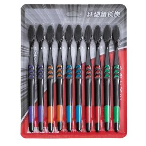 10 Chiếc Gói Gia Đình Than Tre Lông Mềm Bàn Chải Đánh Răng Du Lịch Mang Theo Màu Sắc Ngẫu Nhiên Bàn Chải Đánh Răng Bằng Tay Dành Cho Người Lớn