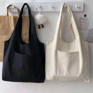 【Hot Sale】Shopping Bags Solid Color Canvas Tote Bag Shoulder Bags Fashion Casual Garden Eco Friendly Reusable Cute School Tote Bags