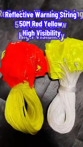 50m Reflective Delineator String Rope Safety High Visibility Yellow / Red Reflector Tag Warning