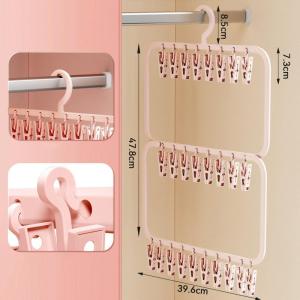 Multi-clip Sock Drying Hanger Multi-functional Detachable Dryer Rack Space Saving For Drying Underwear Towel Socks Baby Clothes