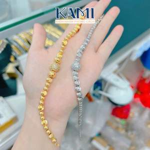 Lắc tay bi hột giữa gắn xoàn Kami trang sức sỉ