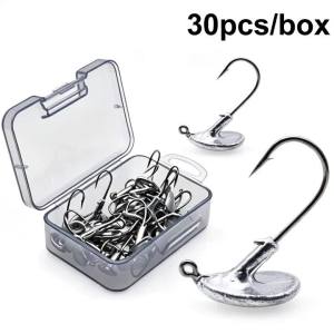 Mr.Lurion 30pcs 3.5g/5g/7g/10g/14g Anti-Hang Vertical Sink Jig Heads Tumbler Jig Head Fishing Hooks for Soft Worm Lures Baits