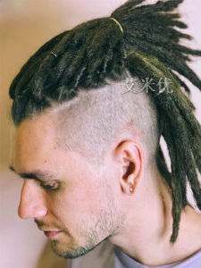 Mens Synthetic Hair Wig Dirty Dreads Crossed Single Color Ring Bun African Dirty Dreads Wig Change Hair Style Personalized Wear