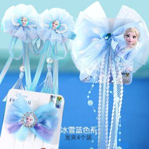 Disney Princess Hair Accessories Girls Elsa Crown Hair Clip Butterfly Knot Fashion Sash Girls Gifts Childrens Headwear