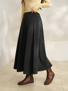 Retro Drape Pleated Midi Skirt 420g