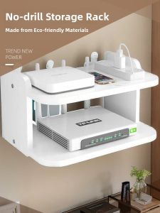 MONLEYTA | Double Layer Router Placement Rack Wall Mounted TV Box Storage Holder Heat Dissipation Stand No Drilling Required