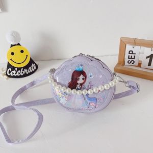 กระเป๋าทรายไหลสไตล์ตะวันตกสำหรับเด็กหญิงกระเป๋าสะพายข้างสำหรับเด็กแบบเจ้าหญิงเอลซ่าแบบใหม่กระเป๋าสะพายใบเล็กแบบถือสำหรับเด็กเล็กเด็กผู้หญิงน่ารัก