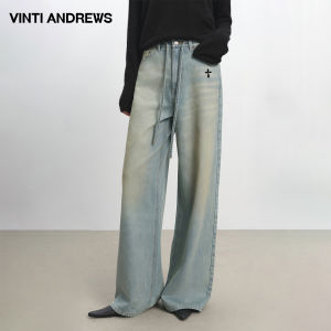 Vintage Wash Mud Dyed Mid-low Rise Relaxed Fit Wide Leg Jeans