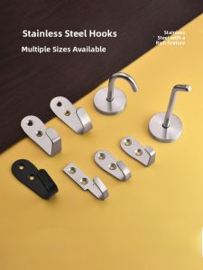 Stainless Steel Wall Mounted Clothes Hook Single Kitchen Bathroom Hardware Heavy Duty Closet Coat Hook with Hole for Hanging