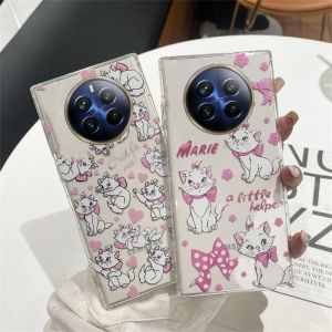 Phone Case Realme12 Realme12X Realme12+ Realme12Pro+ 5G Cute Pink Cats Cartoon Casing Realme 12+ 12X 12 Pro+ 5G Transparent Silicone Soft Cover 2024