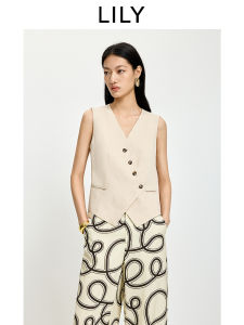 Lily | Áo Gile cổ V chất liệu vải linen phong cách retro