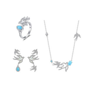 Ciga Long | Original Design New Chinese Style Flying Swallow Series Turquoise Earrings Ring