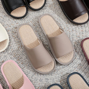 Genuine Leather Tendon Bottom Linen Slippers Summer Mens Couple Household Indoor Non Slip Soft Bottom Breathable Non-Stinky Feet Women