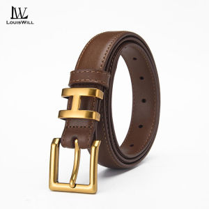 LouisWill Fashion Trend Women Belts Elegant Needle Buckle Design Adjustable Girls Ladies Belt Second-layer Cowhide Long Straps Waistbands Dress Coat Alloy Buckle Decorations
