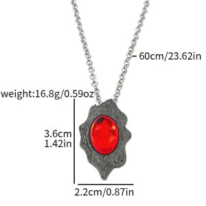 Bandai | Devil May Cry 5 Dante Necklace Metal red zircon Pendant Game Souvenir- Collectible Game Peripheral Jewelry Gift