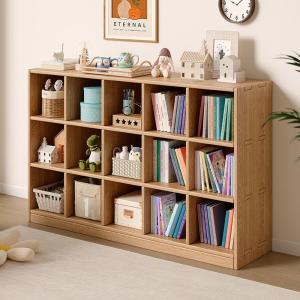 Solid Wood Floor Standing Whole Wall Living Room Free Combination Bookshelf Multi-layer Pull-out Cabinet Home Use Rack