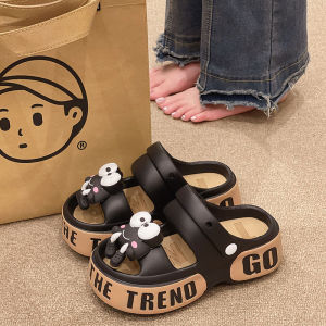 Cute Roman Style Sandals Womens Summer Outdoor Fashion Letter Thick Bottom Heightening Two-Way Anti-Slip Beach Slippers
