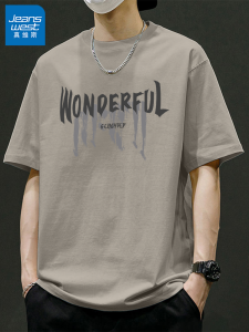 เสื้อยืดแขนสั้นทรงหลวมสำหรับผู้ชาย ทรงหลวม คอตตอนแท้ ทรงหลวม สำหรับวัยรุ่น เสื้อแขนสั้นทรงหลวม