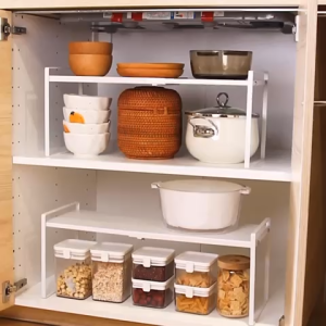 ❣️SPACEIDEAS❣️ Expandable Organizer Rack Cabinet Organizer Rack Countertop Organizer Rack Kitchen Shelf Kitchen Rack Dishes Storage Rack Cups Organizer Rack Desktop Organizer Rack Under Sink Organizer Rack Pan and Pot Storage Rack