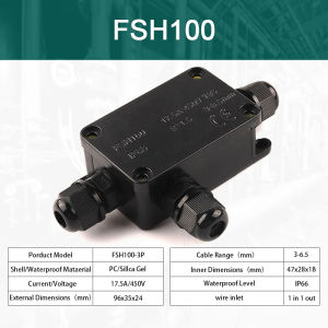 IP66 Waterproof Junction Box 2 Way 3 Way 3mm-6.5mm Cable Connector Sealed Retardant Electrical Outdoor Waterproof Box