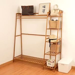 Wooden Coat Rack Coat Rack Cabinet  Clothes Rack Hanging Wardrobe Hanging Closet Garment MultiFunction Coat Rack Almari Rak Baju Penyangkut Pakaian衣帽架